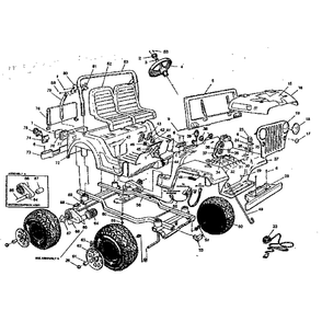 Replacement Parts Diagram and Parts List for PP4680  Power Wheels Ride-On Cars